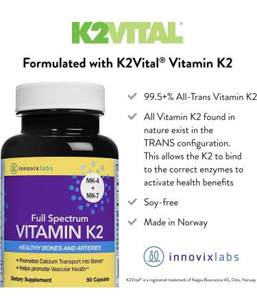 Buy InnovixLabs Full Spectrum Vitamin K2 - 90 Capsules for Optimal Health - Buy Online on GoSupps.com
