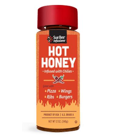 Sue Bee Infusions Hot Honey, 12 Ounce Sue Bee Chili Infused Hot Honey For Ribs, Wings, Burgers Hot Honey 12 Ounce (Pack of 1)