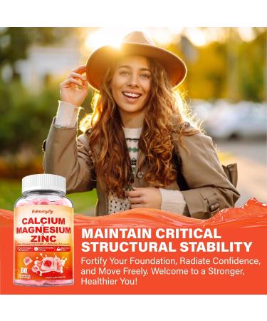 Calcium Magnesium Zinc Supplement Gummies with Vitamin D3 K2 & B Complex for Women Men 1000mg Calcium Citrate with Magnesium Gummies for Bone Muscles & Immune Support Sugar Free Vegan Peach 60 Count (Pack of 2) - Buy Online on GoSupps.com