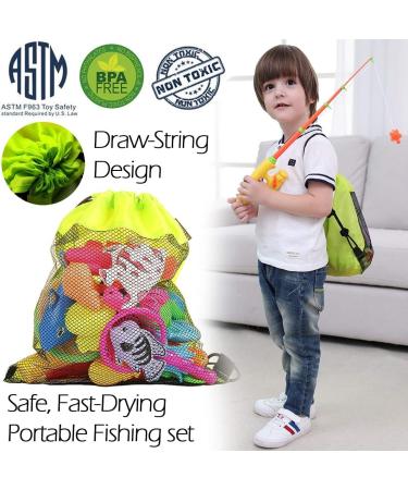 CozyBomB Magnetic Fishing Game Set for Kids - Bath Time Fun with Pole, Net, and Floating Fish - Educational Toy for Ocean Animal Learning - Great Christmas or Birthday Gift - Buy Online on GoSupps.com