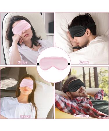 Silky Sleep Masks 2 Pcs Set | Soft Satin Eye Covers for Men & Women | Adjustable Blackout Blindfold for Travel & Meditation (Black & Pink - Buy Online on GoSupps.com