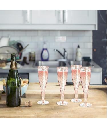 6PC MR.FOAM Disposable Rose Gold Glitter Plastic Champagne Flutes - Perfect for Parties and Special Occasions - Buy Online on GoSupps.com