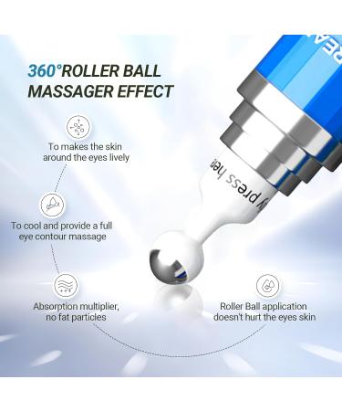 Hicream Eye Cream with 5% Caffeine Hyaluronic Acid, Eye Serum with 360 Roller Massage Ball for Puffy, Fine Lines, Dark Circles and Wrinkles, Under eye Treatment Serum for Women & Men - Buy Online on GoSupps.com