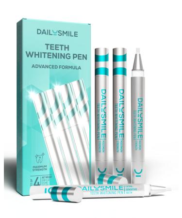 DailySmile Advanced Formula Teeth Whitening Pen Strong Teeth Whitening Gel Gentle Tooth Whitening Pen Teeth Whitening for Sensitive Teeth Daily Teeth Stain Remover Instant White Smile-4PK