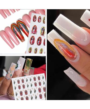 Virgin Mary & San Judas Nail Stickers Set - Retro Nail Decorations for Acrylic Nails - Buy Online on GoSupps.com