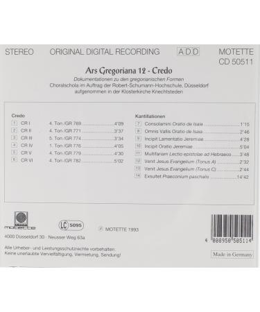 Buy Ars Gregoriana 12: Credo - International Shipping Available | Shop Now - Buy Online on GoSupps.com