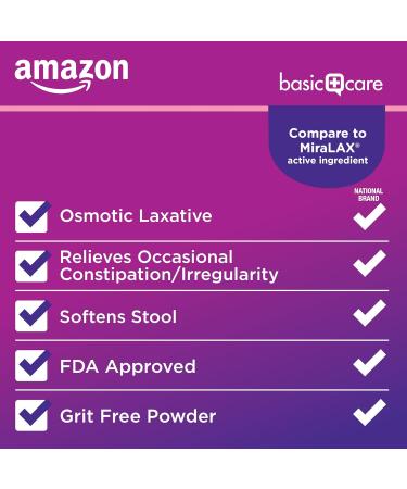 Amazon Basic Care ClearLax Polyethylene Glycol 3350 Powder for Solution, Osmotic Laxative, Softens Stool, Relieves Occasional Constipation, Unflavored, 0.5 Oz (Pack of 100) - Buy Online on GoSupps.com