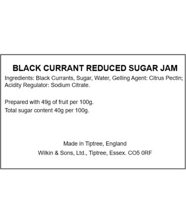 Wilkin & Sons Tiptree Black Currant Reduced Sugar Jam / 6 x 200g jars/Vegetarian Vegan Coeliac friendly/Gluten-Free/Made in the UK - Buy Online on GoSupps.com