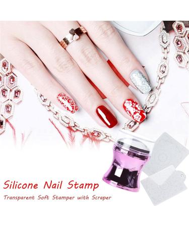 Clear Nail Art Stamper Set - Silicone Jelly Stamp for DIY Manicure - Blue/Red/Violet - Perfect Nail Art Accessories - Buy Online on GoSupps.com