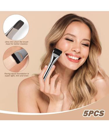 Flat Foundation Brush 5Pcs Liquid Foundation Brush Streak-Free Flat Makeup Brush Ultra Thin Concealer Brush for Liquid Cream Foundation Powder Buffing Blending - Buy Online on GoSupps.com