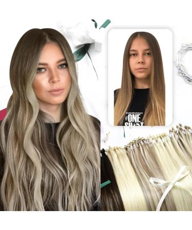 Moresoo Microring Extensions - Real Hair 40 cm Micro Loop - Ombre Dark Brown to Light Brown - 50g 50 Pieces Remy Cold Fusion #3/8/22 - Buy Online on GoSupps.com