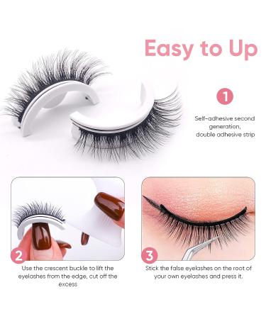3 Pairs Reusable Self-Adhesive Waterproof False Eyelashes - Natural Look - Buy Online on GoSupps.com