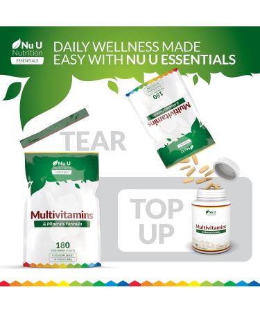 Multivitamin Tablets for Men & Women - 180 Tablets - 6 Month Supply - 25 A-Z Multivitamins & Minerals Including Iron Zinc & Vitamin D - One a Day - Vegetarian - Made in The UK - Nu U Nutrition 180 count (Pack of 1) - Buy Online on GoSupps.com