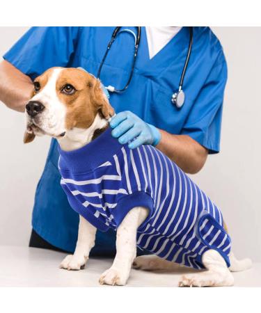 Breathable Post-Op Dog Body for Male Castration | Velcro Blue & White Striped Recovery Suit - Buy Online on GoSupps.com