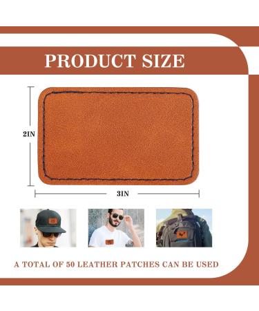 50Pcs Blank Leatherette Hat Patches with Adhesive Rectangle Leather Patches for Hats Custom Fabric Repair Laser Supplies(3 * 2inch) - Buy Online on GoSupps.com
