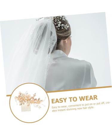 Housoutil 1 Set Wedding Hair Comb Hair Barrettes Hair Clips Bridal Tiara Wedding Bun Comb Pearl Hair Comb Pearl Hair Clip Rhinestones Bride Hair Accessories Copper Wire - Buy Online on GoSupps.com