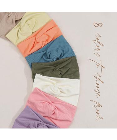 Midodo 8-Piece Baby Turban Set for Girls - 0-3 Months Knitted Hair Bands & Soft Elastic Headbands - Newborn Chopping Bracelet - Stylish & Comfortable - Buy Online on GoSupps.com