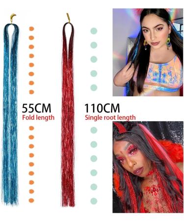 LNNXSZ Feather Hair Extension Kit Sparkle Synthetic Hair Extension Glitter Colorful Silk Party Hair Extensions (Color : #2 Size : 22inches) 22inches #2 - Buy Online on GoSupps.com