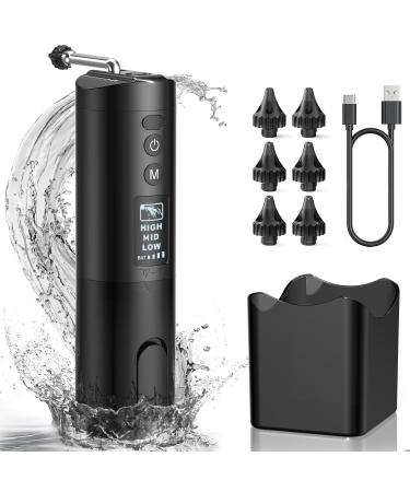 Ear Wax Removal- Ear Cleaner with 6 Reusable Replacement Tips & Clear LED Display with 3 Pressure Modes Electric Ear Cleaning Kit Waterproof Safe and Effective Black