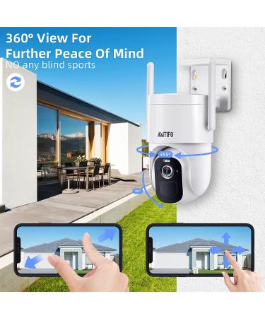 AMTIFO Solar Wireless Outdoor Security Camera - 2K WiFi Surveillance System with Motion Detection and Color Night Vision - Buy Online on GoSupps.com