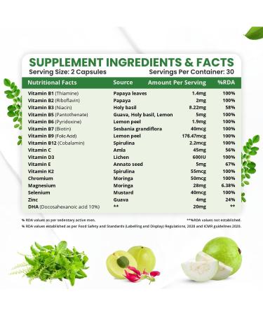 Generic Vegan Omega-3 Capsules with plant based Multivitamin EPA DHA 25+ Ingredients - 60 veg capsules - Buy Online on GoSupps.com