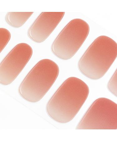 DANNI & TONI 28 Stickers Semi Cured Nail Wraps Soft Self-Adhesive Gel Nail Stickers(Tipsy) Salon-Quality Gel Nail Polish Strips Manicure Stickers Set Light Red Gradient with Fine Shimmer