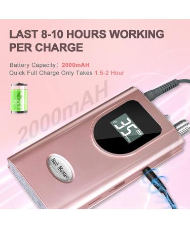 35000RPM Portable Nail Drill Machine - Rechargeable Professional Electric Efile for Acrylic Gel Nails - Cordless Rose Gold - Buy Online on GoSupps.com