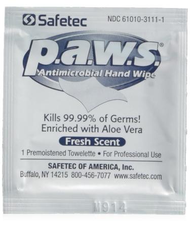 Paws Antimicrobial Disinfectant Hand Wipe 100/box by Safetec
