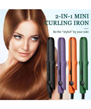 Gadgetcab Curling Iron Gadgetcab Mini Curling Iron Small Travel Curling Iron 2-in-1 Mini Curling Wand & Flat Iron Hair Straightener Portable Travel Curling For All Hair Types (Purple) - Buy Online on GoSupps.com