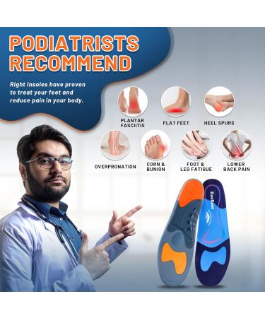 RooRuns Heavy Duty Arch Support Plantar Fasciitis Insoles - Men and Women Orthotic Inserts for Flat Feet, Heel Spurs, High Arches - Size L UK 9.5-11 (30cm) - Buy Online on GoSupps.com