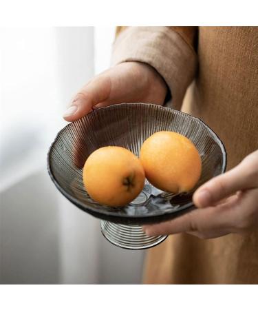 Fruit Bowl Salad Bowl Countertop Fruit Basket Striped Glass Fruit Plate Household High-Footed Snacks Candy Storage Plate Salad Bowl Fruit Bowl for Kitchen Counter (A) - Buy Online on GoSupps.com
