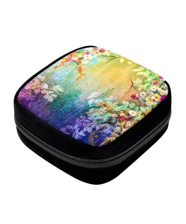 GIAPB Period Bag Sanitary Napkin Storage Bag Pad Holder for Period Makeup Pouch Art Autumn Colorful Flower Color1155