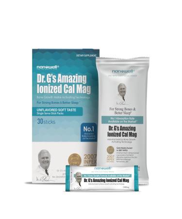 Dr. G's Amazing Ionized Cal Mag Powder Dietary Supplement for Bone Density Increase Calcium & Magnesium 2:1 Ratio - 30 Sticks 30 Day Supply