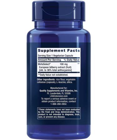 Life Extension European Bilberry Extract 100mg - 90 Vegetarian Capsules for Antioxidant Support - Buy Online on GoSupps.com