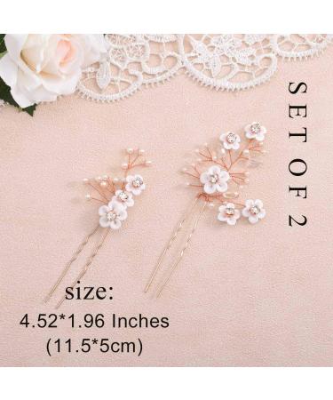IYOU Bridal Hairpins - Rose Gold Sparkling Crystal Pearl Hair Accessories for Women & Girls (2 Pieces) - Buy Online on GoSupps.com