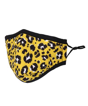 Washable Reusable 3 Layers Cotton Cloth - Light Yellow - Leopard Pattern One Size Fits Most