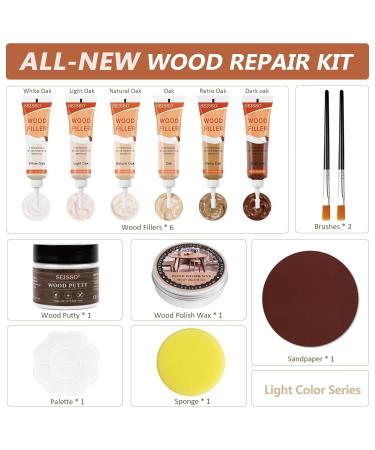 Wood Furniture Repair Kit - 6 Color Filler & Polish Wax for Scratches Cracks & Stains | Restore Hardwood Laminate Tables & More - Buy Online on GoSupps.com