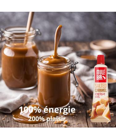 MULEBAR - Box of 24 Energy Gels - Salted Caramel - Tasty - 2IN1 - Pure or Diluted Gel - Easy to Digest - 100% Natural and Gluten Free - 37gr - Buy Online on GoSupps.com