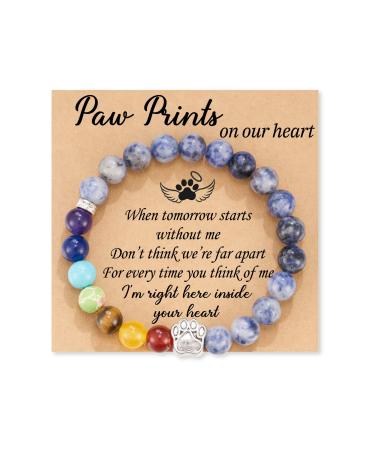 Dabem Pet Memorial Gifts, Rainbow Bridge Pet Dog Cat Memorial Bracelet,Sympathy Gift for Women Men Blue