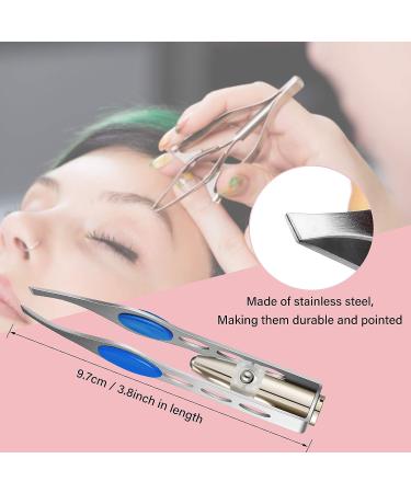 6 Pcs LED Light Stainless Steel Tweezers for Precision Hair Removal - Makeup Eyelash Eyebrow Tweezers - Illuminating Lighted Tweezers in Red, Purple, Dark Blue - Buy Online on GoSupps.com