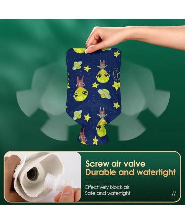 Hot Water Bottle with Lid - Spaceship Pattern Rubber Bag for Pain Relief & Cramps - Ideal Hot & Cold Therapy Foot Warmer - Buy Online on GoSupps.com