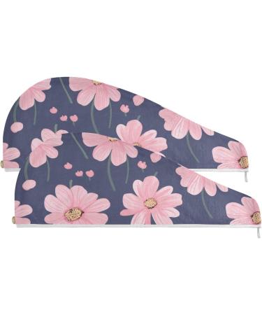 Buy Pink Daisy Flower Hair Towel 2 Pack - Super Absorbent Quick Dry Hair Turbans for Women & Girls - Buy Online on GoSupps.com