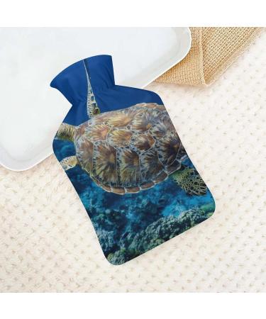 Hot Water Bottle with Lid - Sea Turtle Rubber Bag for Pain Relief Cramps & Foot Warmer | Ideal Hot & Cold Therapy - Buy Online on GoSupps.com