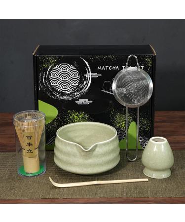 G n rique Ensemble de matcha en c ramique - Service de th japonais avec Matchaa Bowl 560 ml fouet tamis spatule et stand accessoires de matcha traditionnels pour th vert cr meux et mousseux Light Green - Buy Online on GoSupps.com