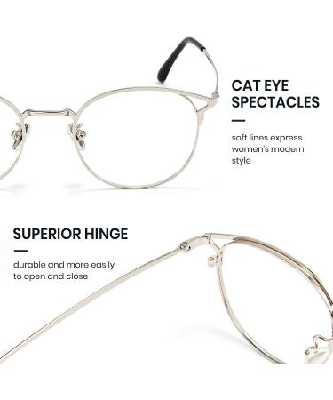 Cyxus Women's Blue Light Filter Glasses - Vintage Cat Eye & Round UV400 Anti-Harmful 2-Piece Set (Gold & Silver) - Perfect for Screen Use - Buy Online on GoSupps.com