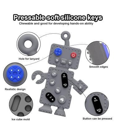Robot Shape Silicone Teething Toys for Babies 3-12 Months | BPA Free Chew Toys Pack - Gray+Purple A Style - Buy Online on GoSupps.com