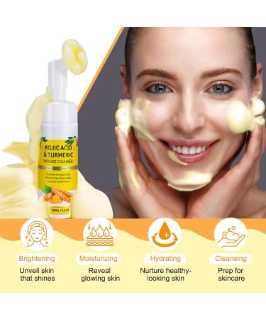 Turmeric Facial Foaming Cleanser |TurmericKojic Acid Foaming Cleanser|Turmeric Cleanser for Face Clear Mousse Cleanser Gentle & Non-Irritating |Turmeric Foaming Cleanser for All Skin 150ML - Buy Online on GoSupps.com