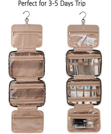BAGSMART Toiletry Bag Travel Bag with Hanging Hook Water-Resistant Makeup Cosmetic Bag Travel Organizer for Accessories Shampoo Full Sized Container Toiletries (Stripe) M Stripe - Buy Online on GoSupps.com