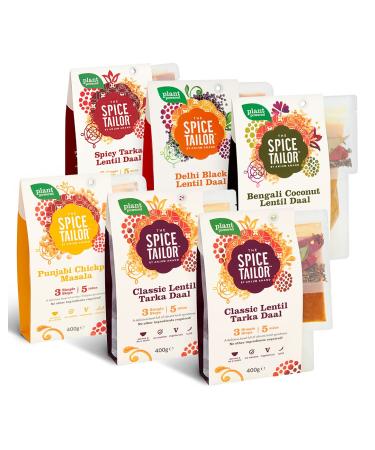 The Spice Tailor Pack of 6 Delhi Black Lentils + 1 Punjabi Chickpea Masala + 1 Spicy Tarka Daal + 2 Classic Tarka Daal Lentils + 1 Bengali Coconut Lentil Daal