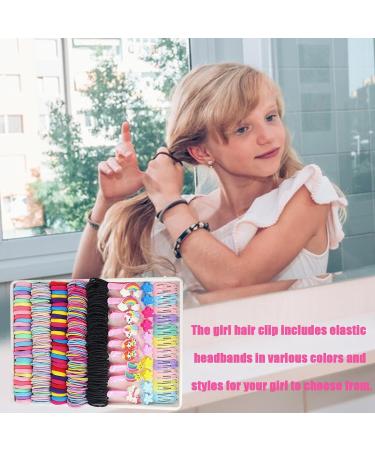 Hair Accessories Set for Girls | Colorful Hair Tie Ponytail Holders | Small Colorful Hairbands Ponytail Holders Rubber Bands Flower Hair Clip Metal Snap Hair Clips for Girls Kids Women B131 - Buy Online on GoSupps.com